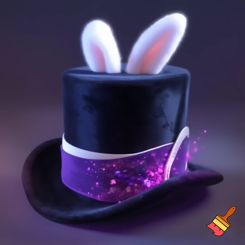 Black top hat with bunny ears velvet white and purple purple and white headband fabric and velvet glitter, purple and pink special present