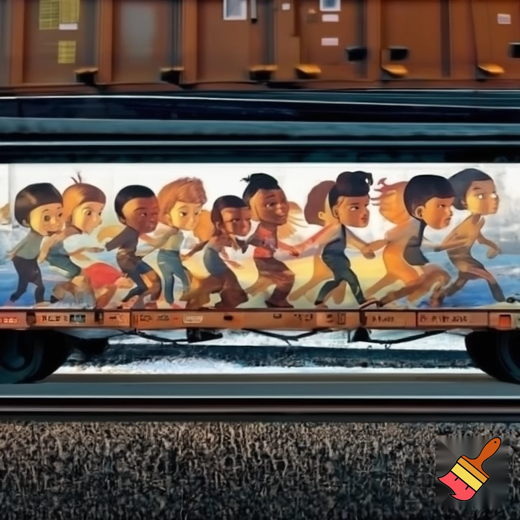 create this as an art piece . I chose to put the mural on train cargos. This way the art will be seen from coast to coast by those who see the train passing.
The goal is to enlighten everyone who sees it pass by and create a message of hope and unity nationwide. 
I wanted the mural to be interactive—similar to a flip book, where movement creates the illusion of animation. 
As the train moves, the images of the children holding hands will appear to link together, created by a sequence of slightly varied illustrations across the train cars.



