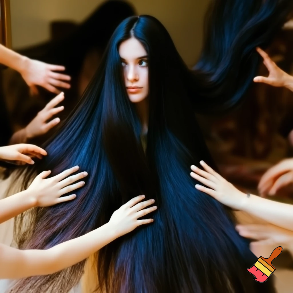 girl with long long long long long hair that the hole people tuch her hair