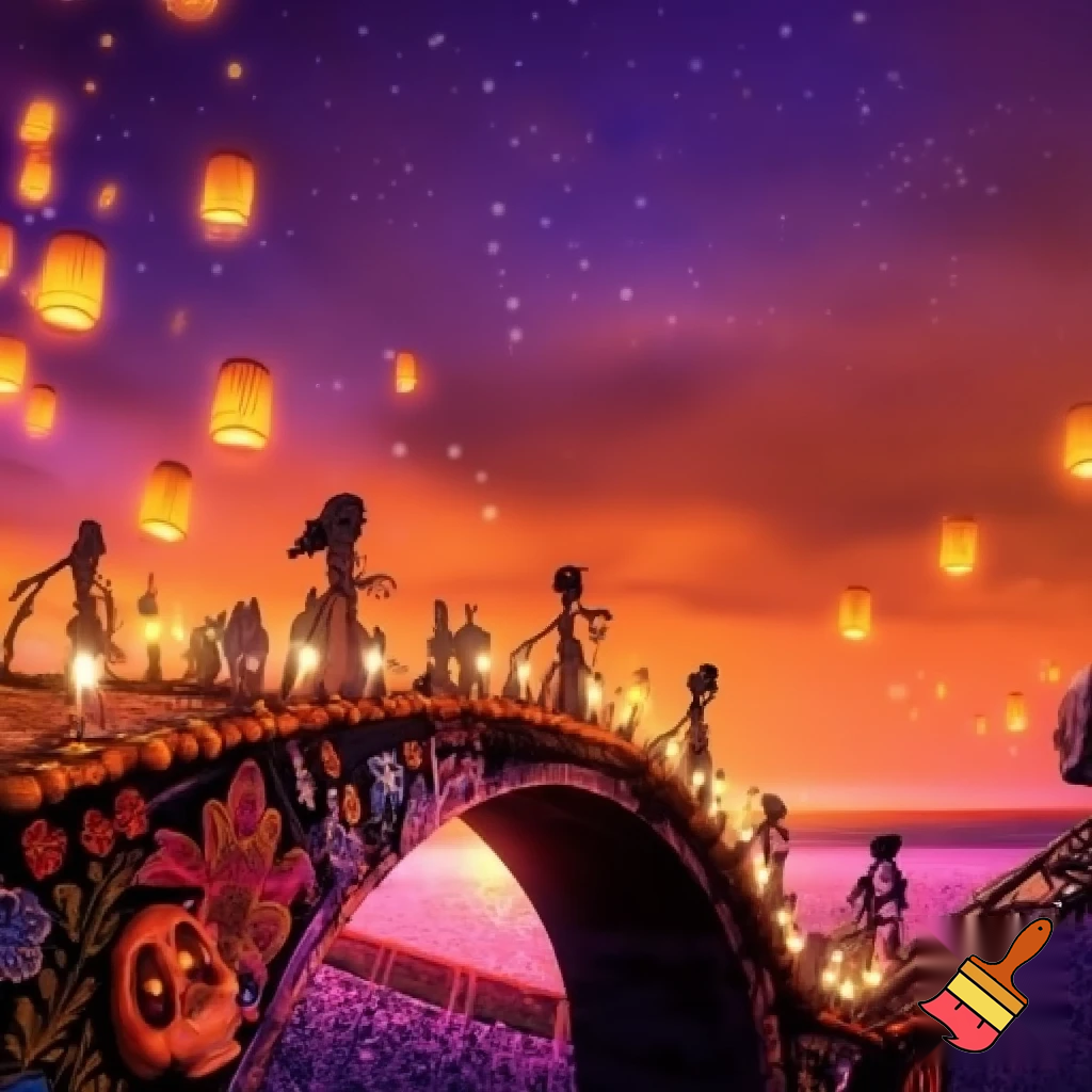 make me an image of the deleted cene bridge in Coco 