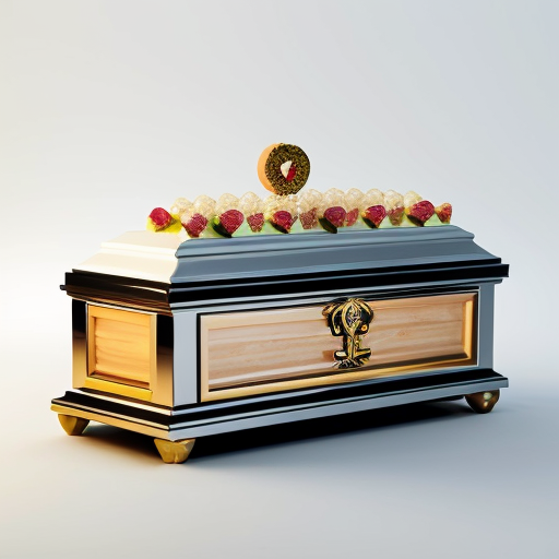 combine a coffin with a piece of cake represented in logo white background, black logo 