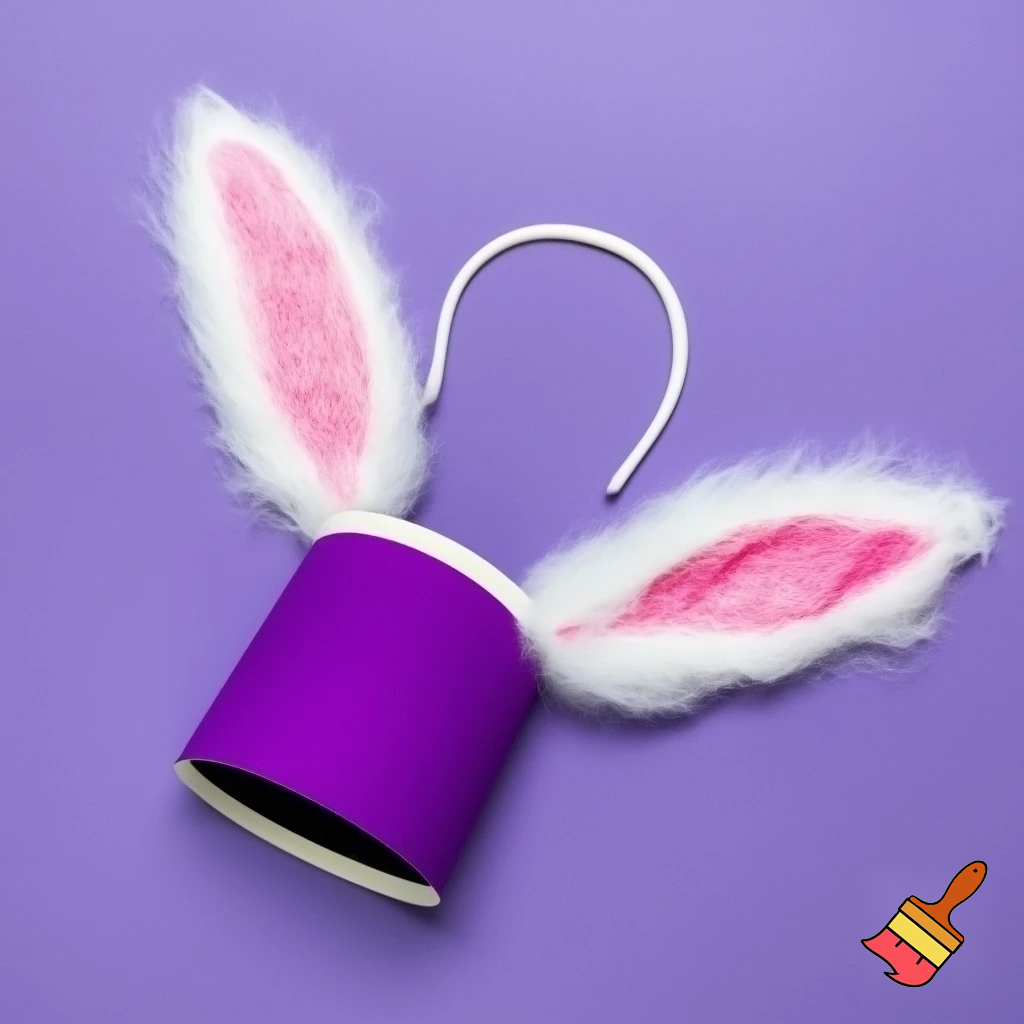 Easter top hat with headband, Easter bunny ears, purple and white