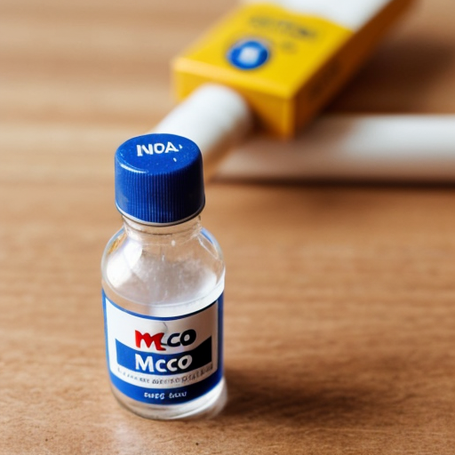  a glue bottle with glue inside with the label called mecos