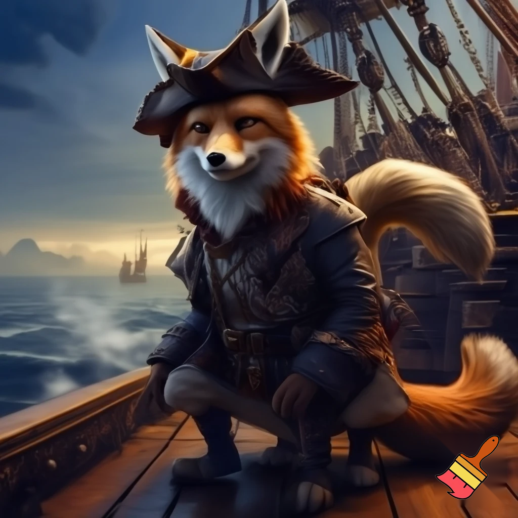 fantasi pirat ræv der sidder på fire ben