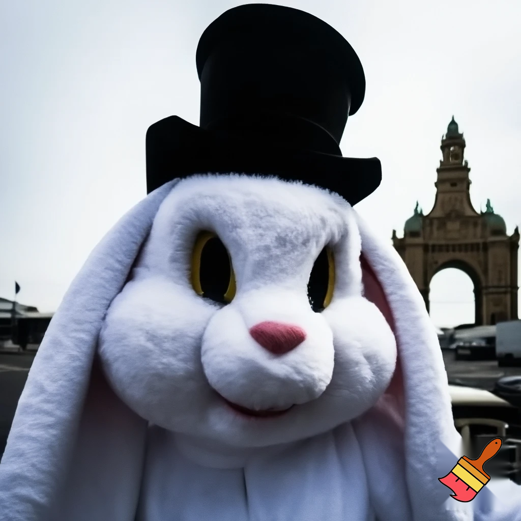 Mascot costume, Easter bunny top hat special top hat falcon gate trucking Centre