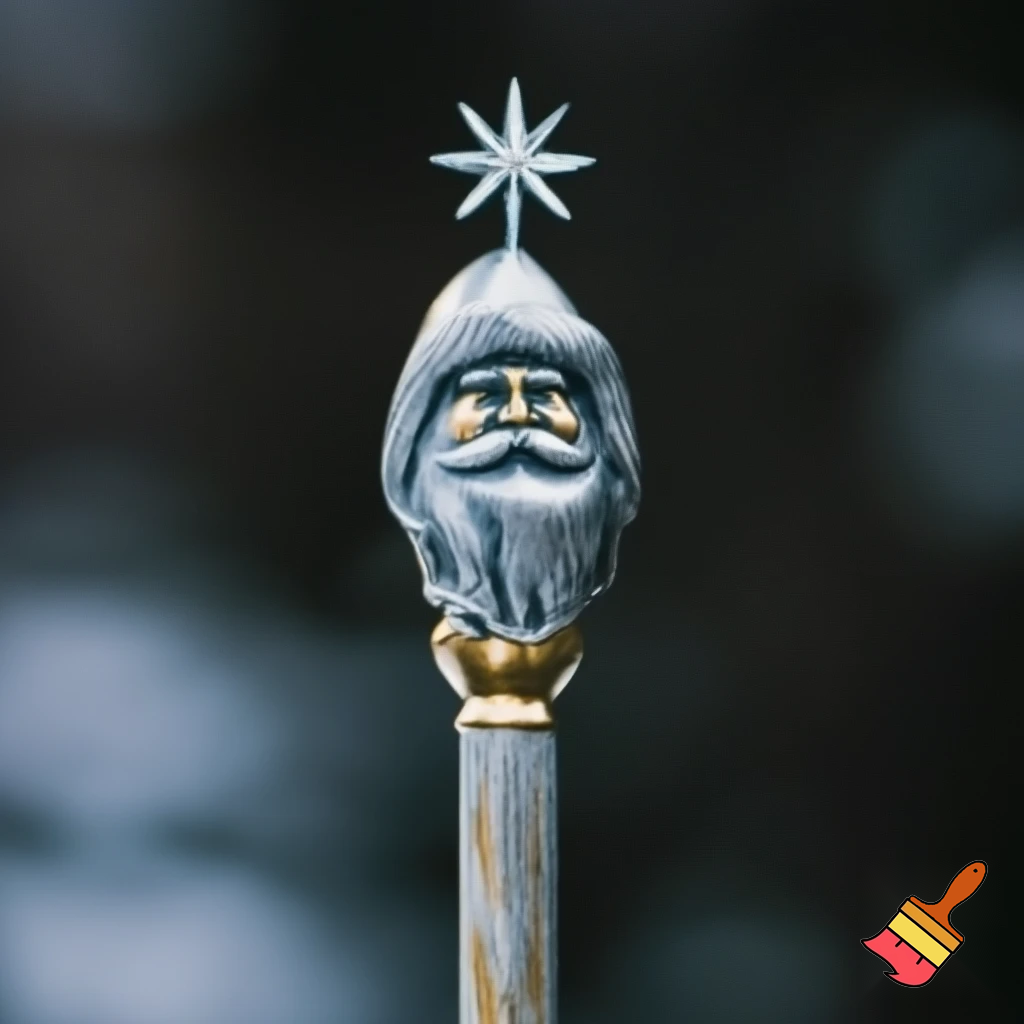 Russian Santa Claus walking stick with a star Santa Claus the real Santa Claus metal