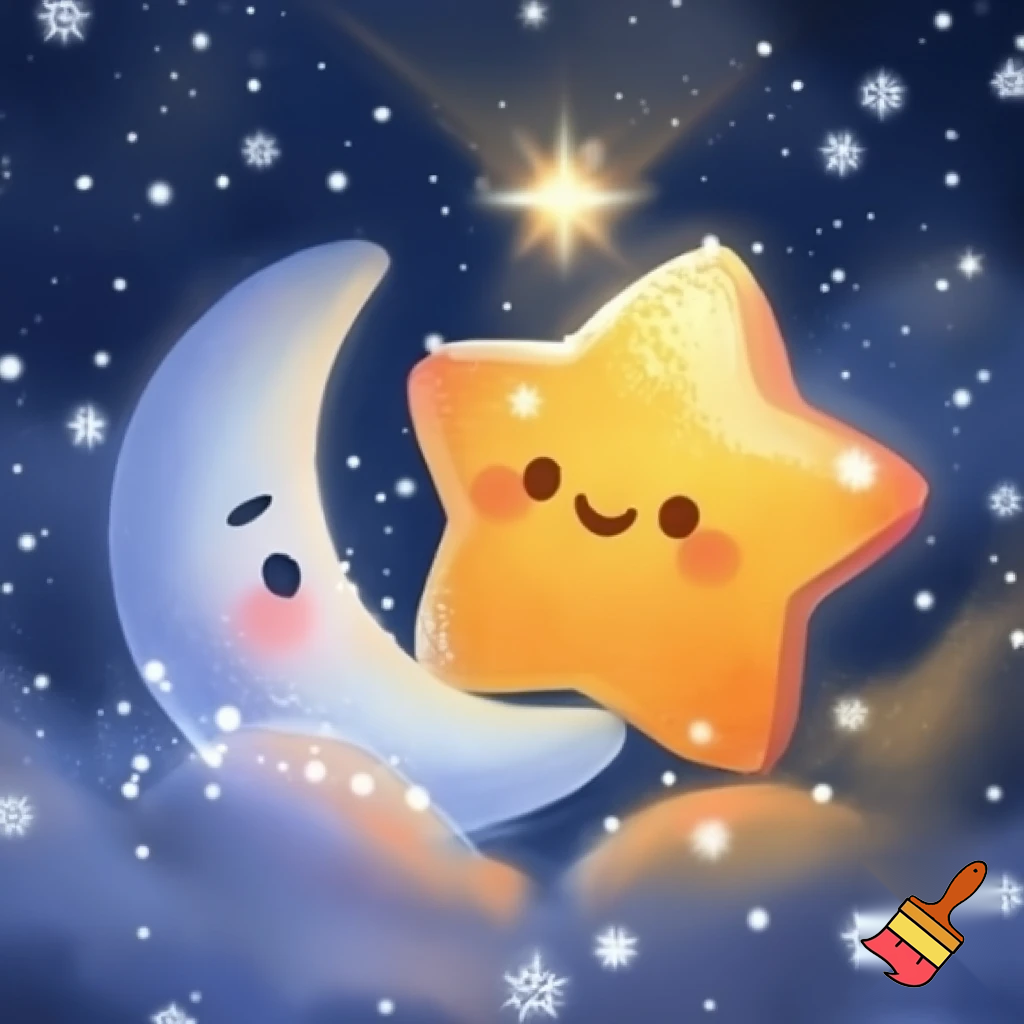 Star and the moon christmas cartoon
