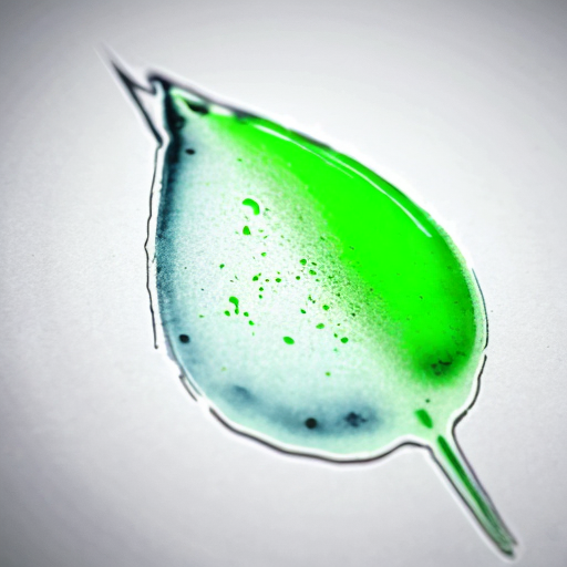 a logo that consist in a green drop of blood that looks like it's fading away like is a ghost.