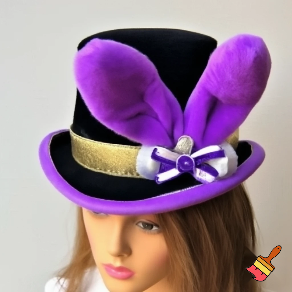 Easter bunny top hat headband, purple and white gold and silver top hat black purple dark purple special hat in delicate purple white, purple and white gold