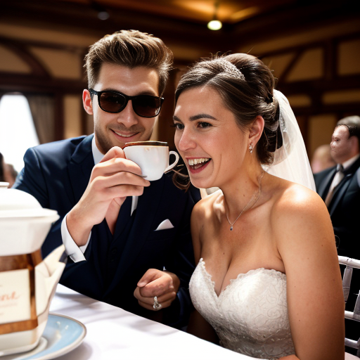 Goretzka drink coffee and Vanessa drink coffee at the wedding 