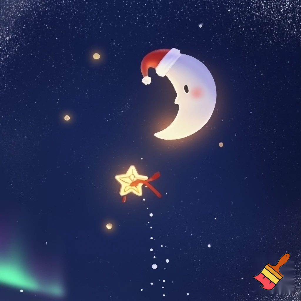 Star and moon christmas cartoon