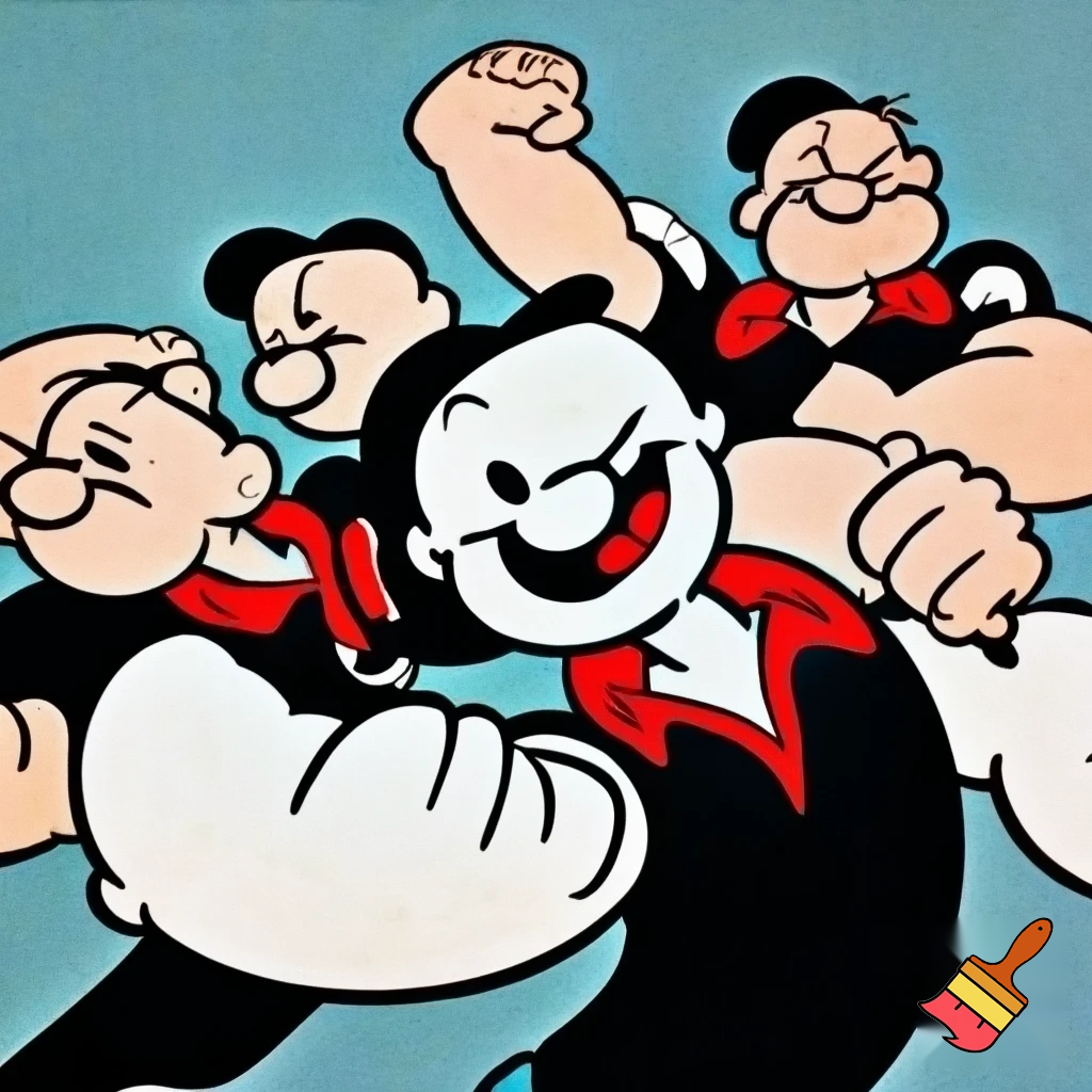 Humans in the style of Cartoon Popeye