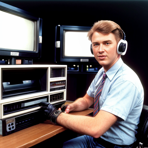 80s male broadcast vcr operatior