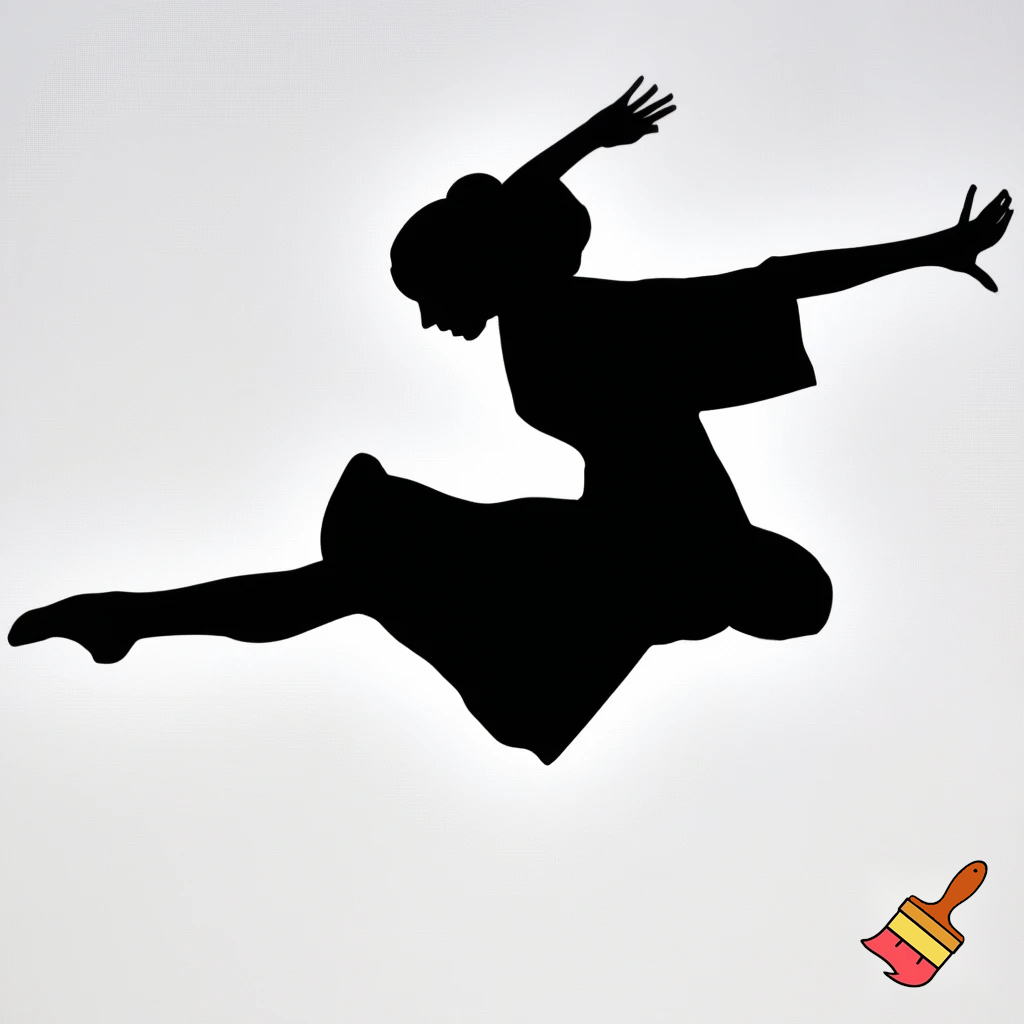 the black siluete of a basque female traditional dancer with a white background