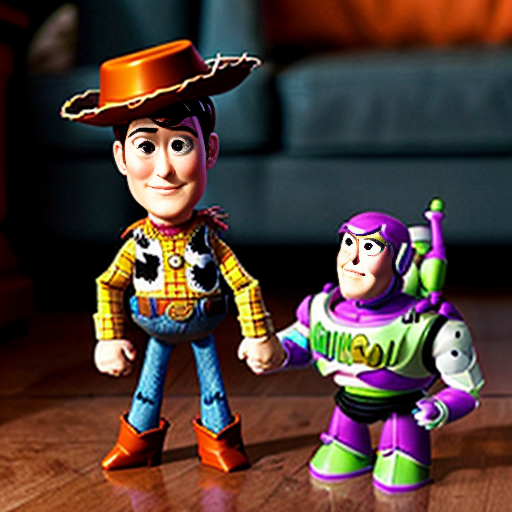 TOY STORY CHARACTER HOLDING HANDS WITH BATMAN 