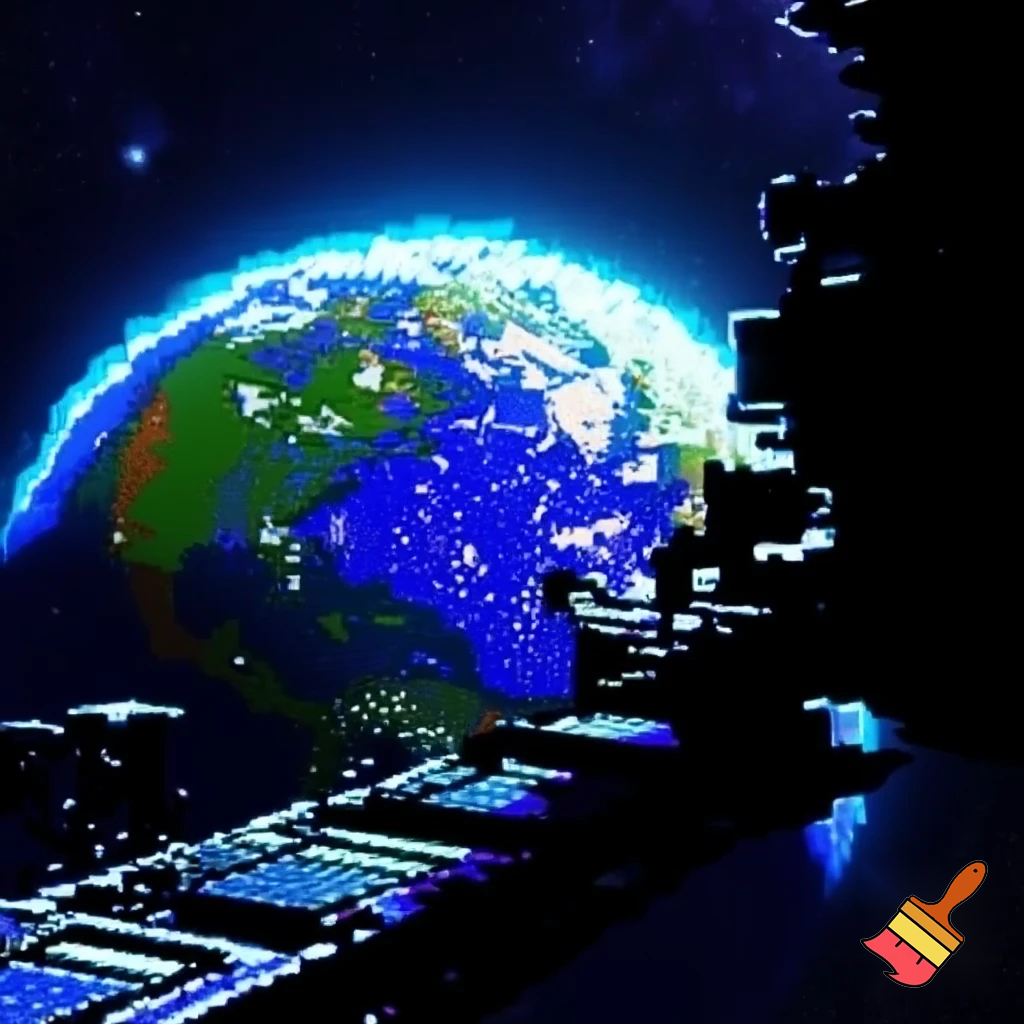 earth view from space station pixel art