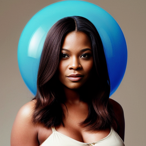Actress Nia Long a long hair naked as a spherical shape inflated like a balloon, a gigantic rounded oval ballooned chocolate ball n body overinflated Her facial expression is neutral, almost impassive. Her body is exaggeratedly rounded, forming a sphere, with no visible definition of limbs. 