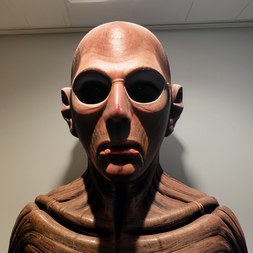 a 10 ft tall skinless figure with a weird looking mask on its face