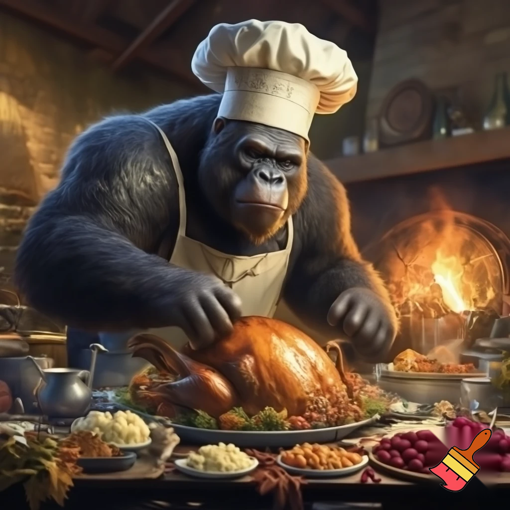 king Kong is making thanks giving dinner

