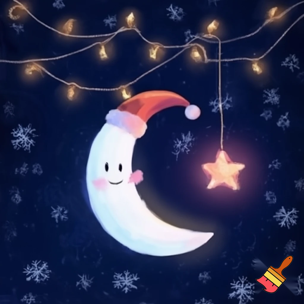 Star and moon christmas cartoon