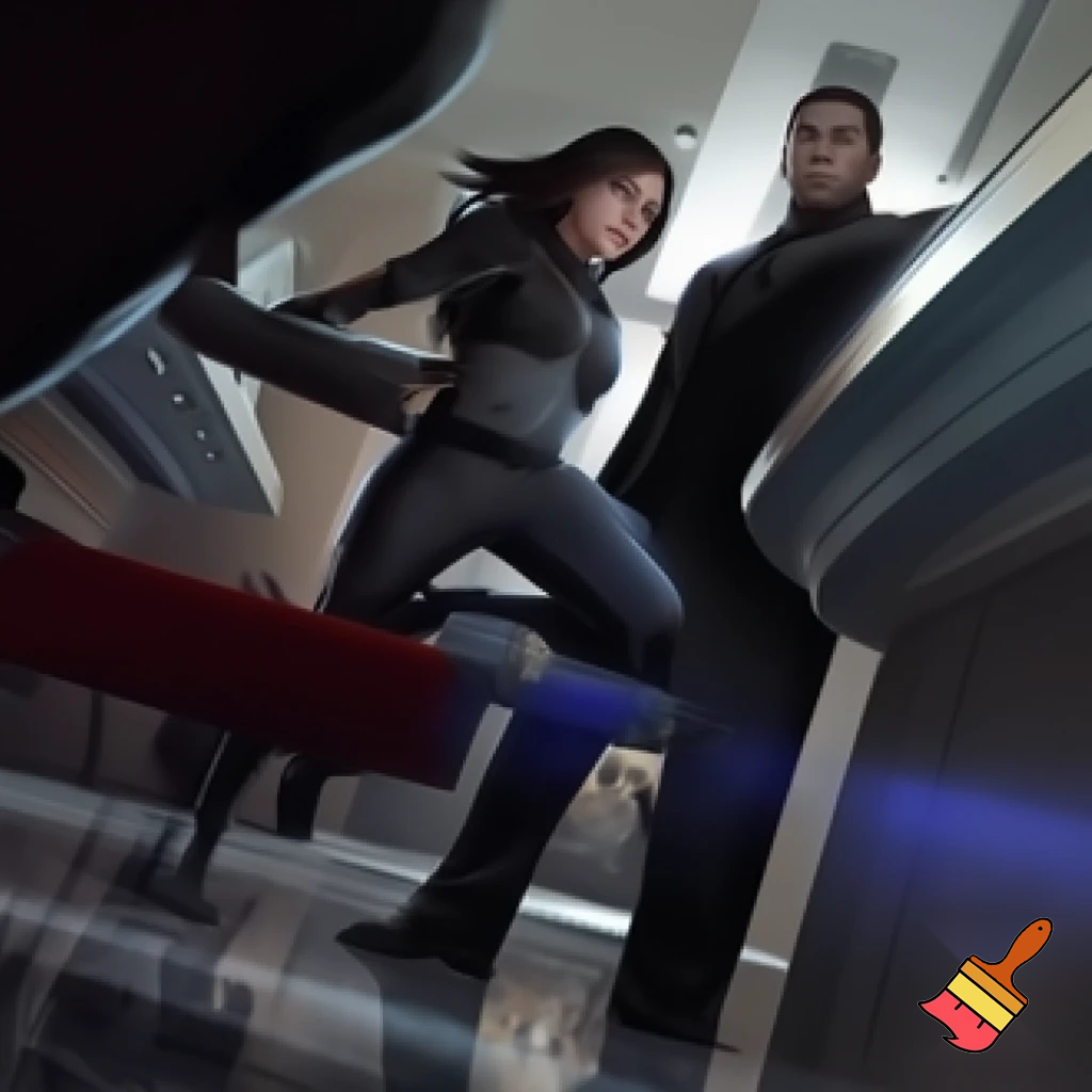 A male and female robbing a bank