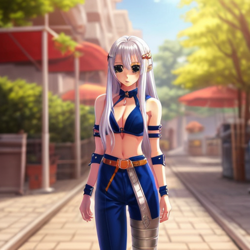 young, tall, white-haired woman in armor is sad because a Turkish man stole her knife.