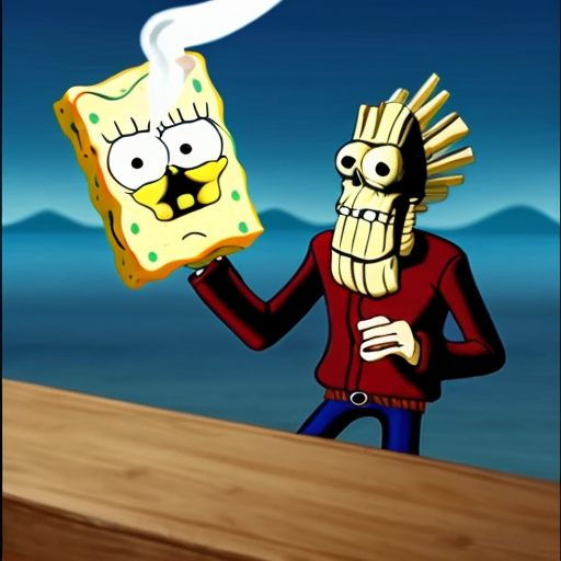 ghost rider smoking crack with spongebob