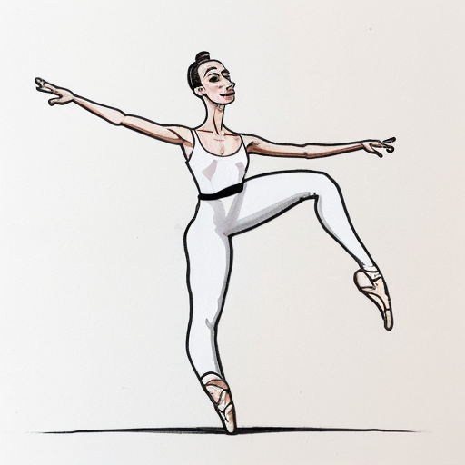 Ballettänzer mit langer Leggins als minimalistische karikaturhafte Zeichnung wie mit dickem schwarzem Filzstift auf weißem Hintergrund
