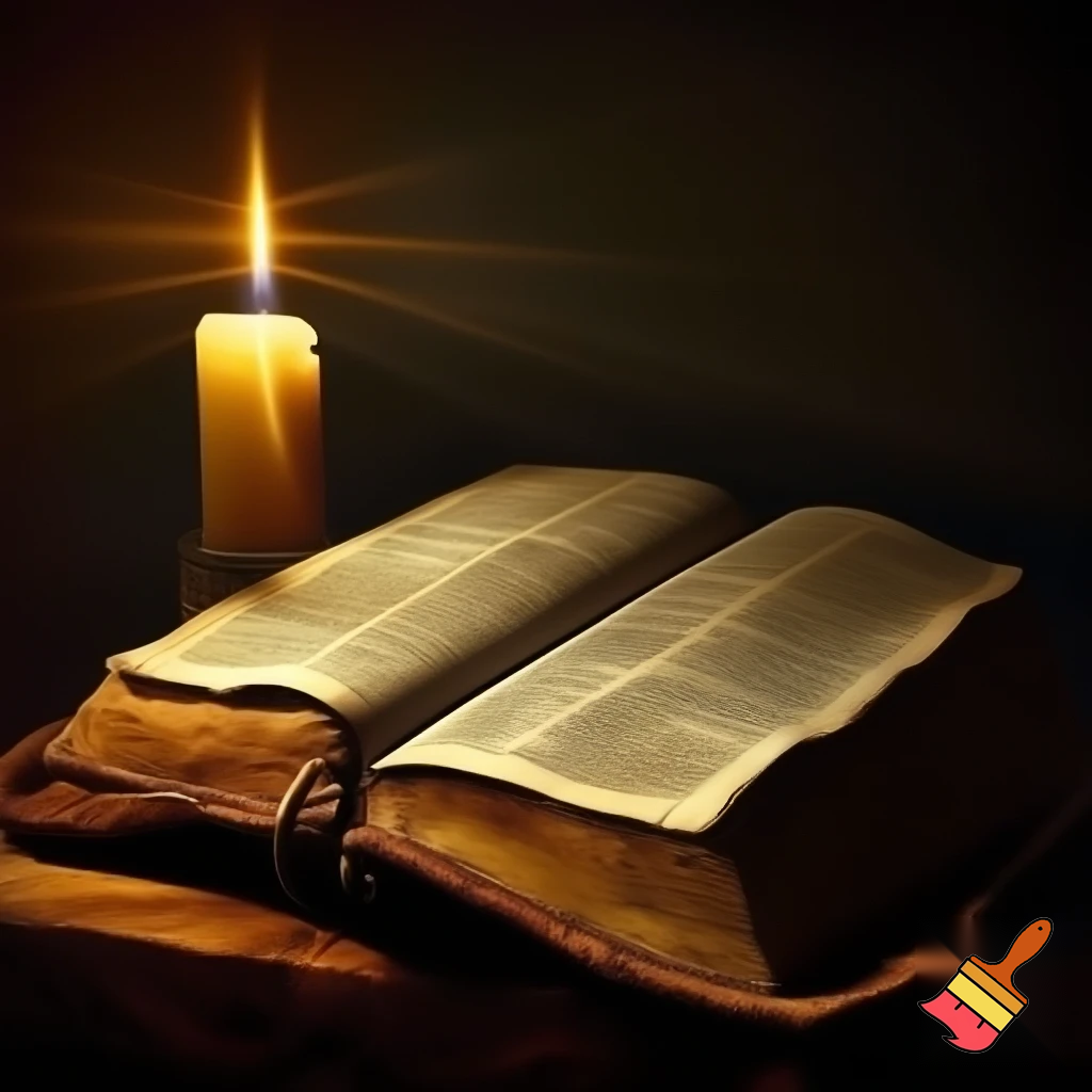 A priest preaching from a pulpit, or a close-up of a Bible open on a table with a candle beside it.