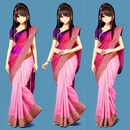 Girl in saree in step by step