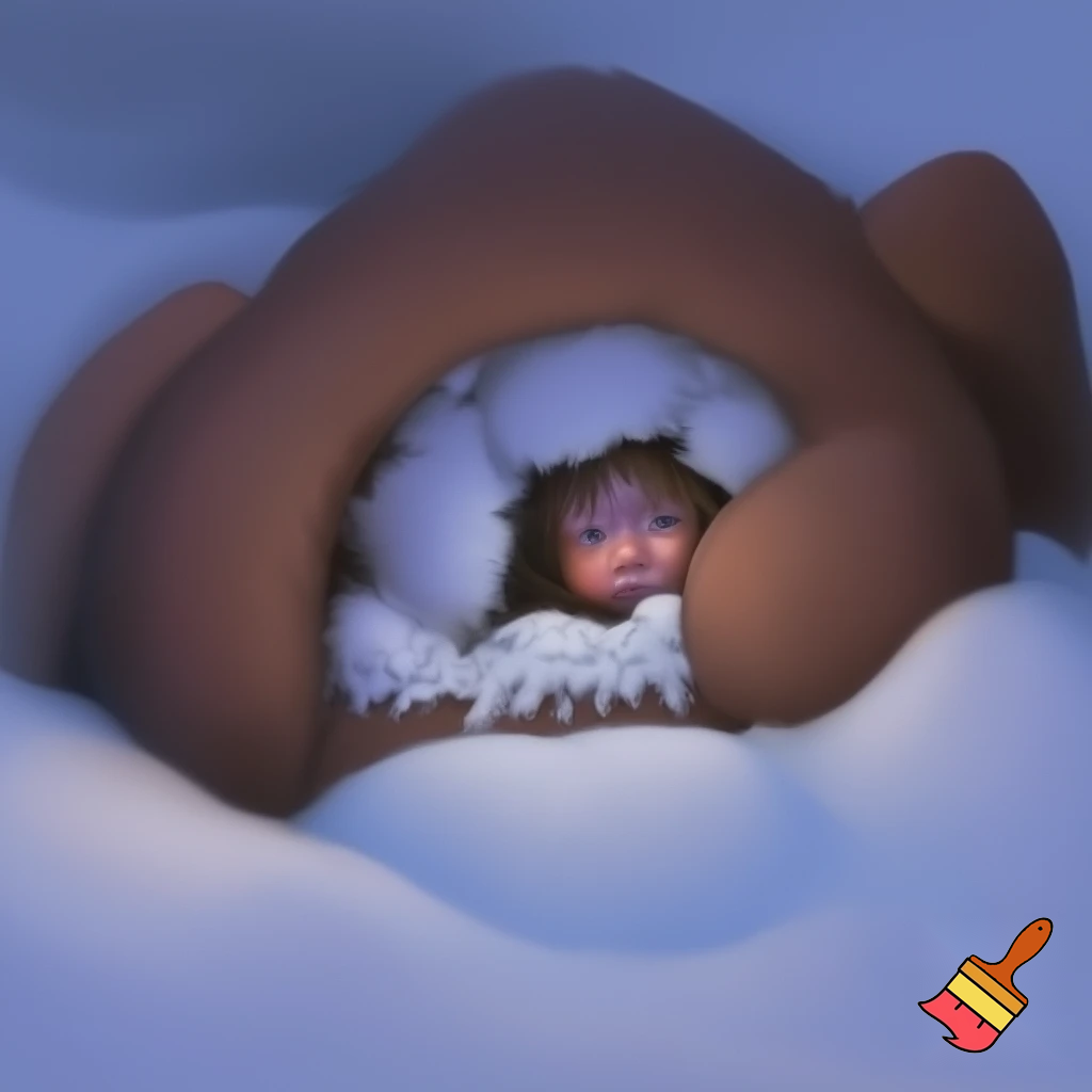 Put a kid inside a dog stuffed animal with the stuffing still inside and he’s getting buried in very, very deep snow