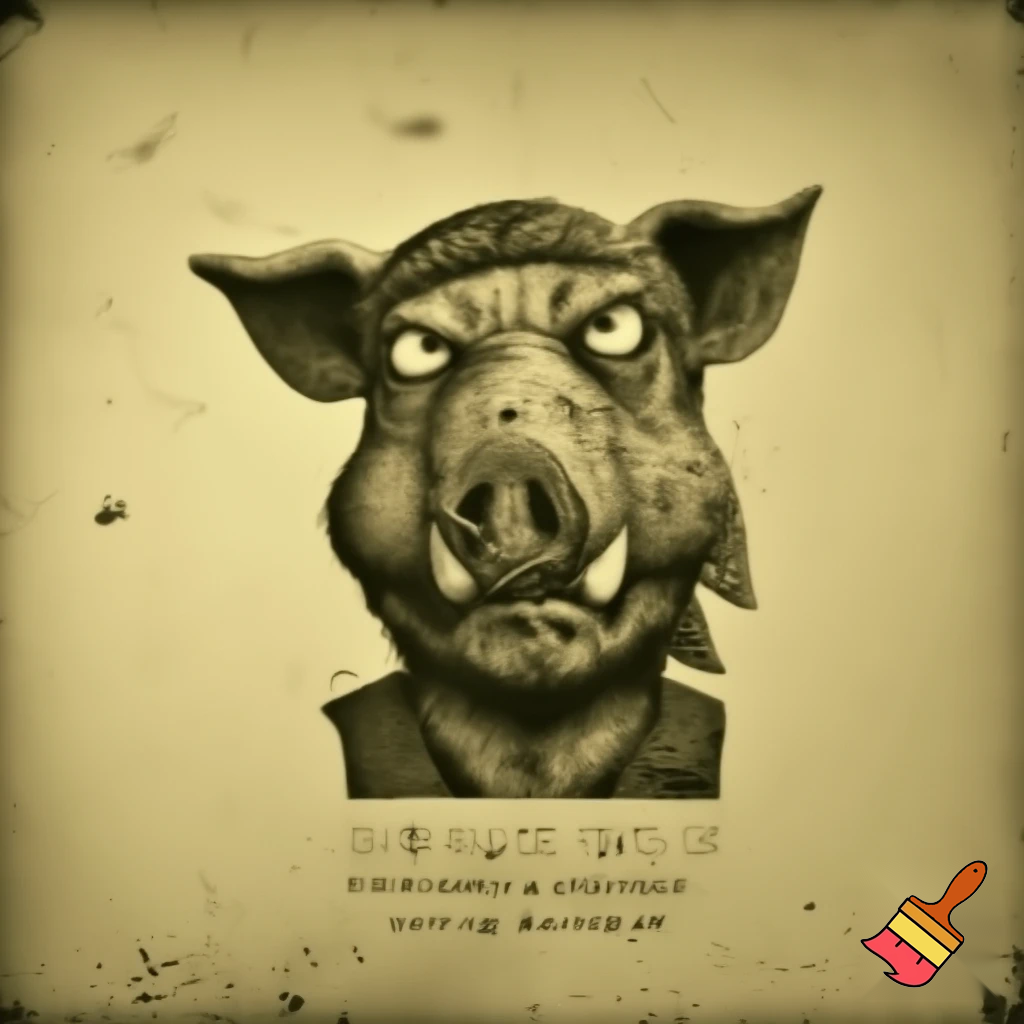 create a wanted poster with a mugshot picture of an evil human wild pig. the reward should be a lifetime supply of bacon and these are the reasons why•	These pests cause damage to the environment through wallowing, rooting for food and selective feeding.
•	By 1880, they were already considered a serious pest in parts of New South Wales. 
•	 They prey on newborn lambs, destroy crops, damage fences, foul water sources, and compete with livestock for food.
•	 Their impact costs farmers millions of dollars annually. 
•	Wild pigs are potential carriers of diseases, including foot-and-mouth disease
add these
