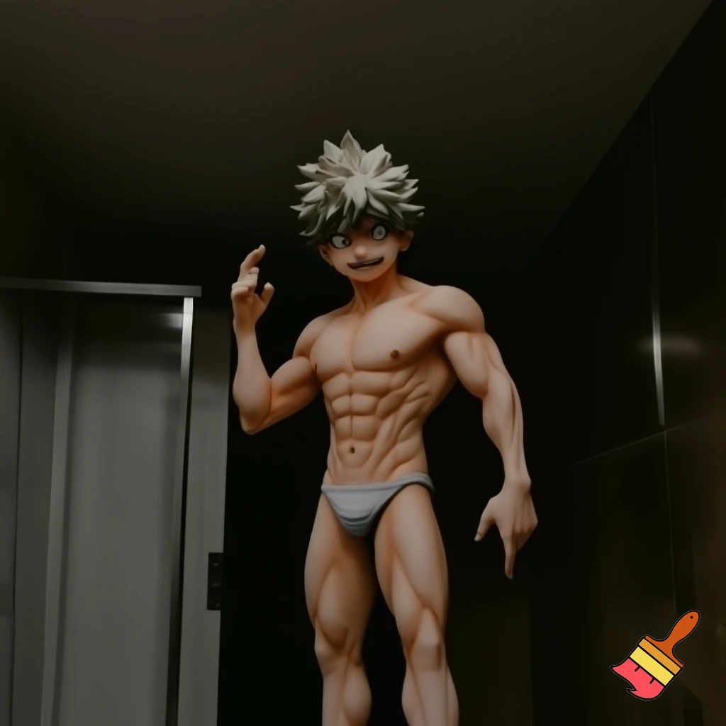 Toga from mha mega drunk in here bathroom full body view front standing up wearing nothing nakedness nude 
