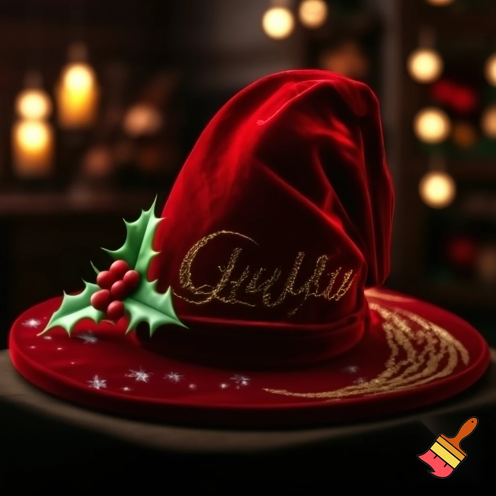 Christmas wizard hat written and velvet