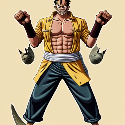 peux tu générer un personnage qui ressemblerait à Arlong de one piece. Il nporte un costume jaune abimé et à des ailerons de requins sur les bras.