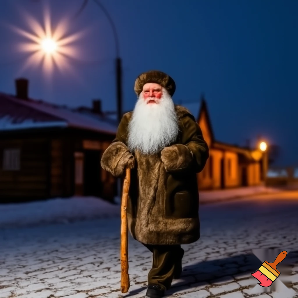 Santa Claus Russians walking stick star
