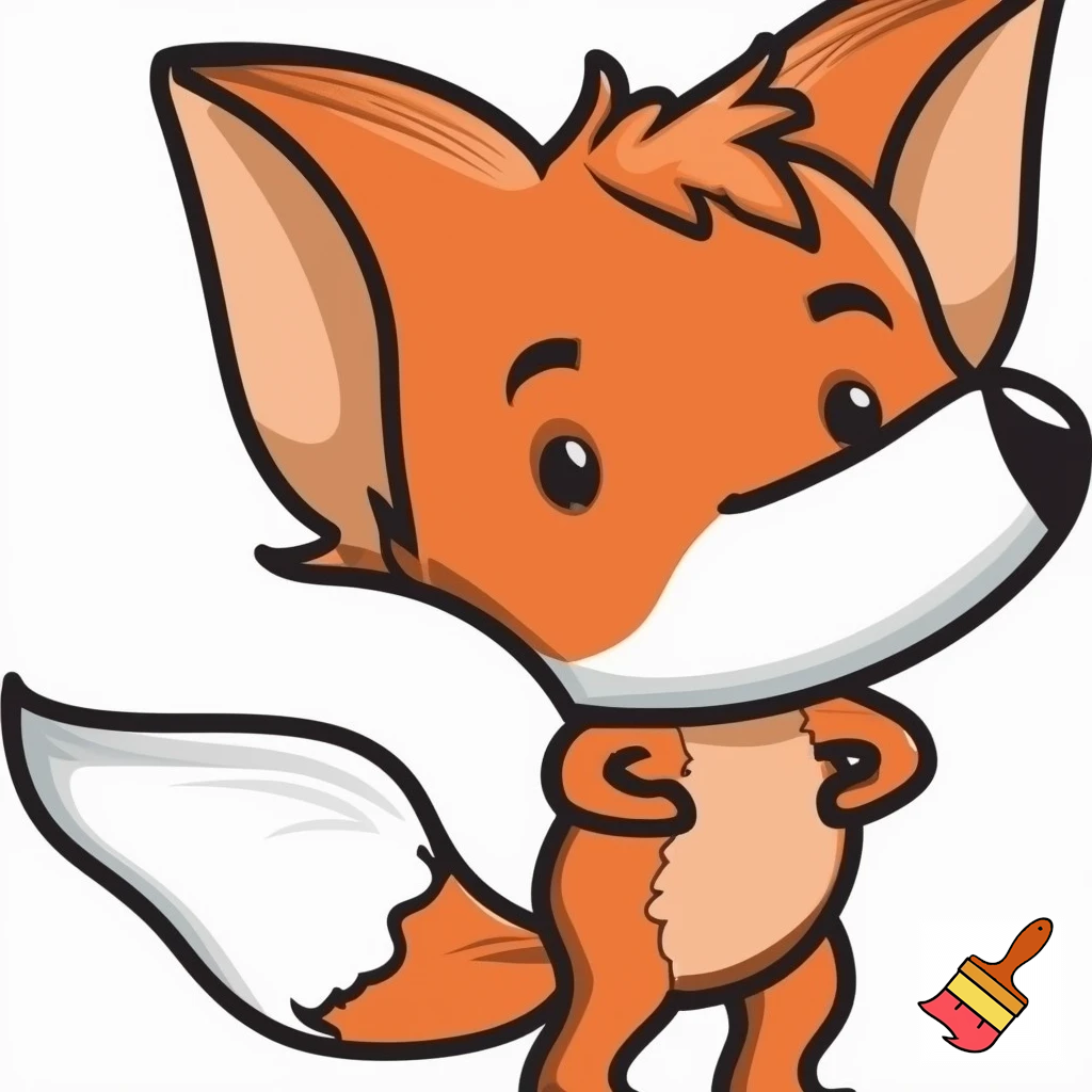 A cute cartoon fox on its hind legs.