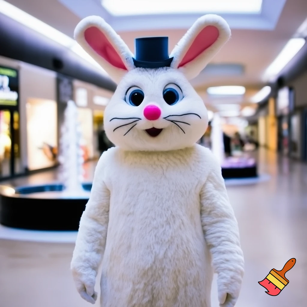  Easter bunny mascot costume top hat special land special in delicate shopping Centre Fountain Gate a colour face