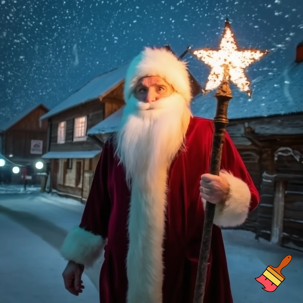  Santa Claus, Russia walking stick with a star