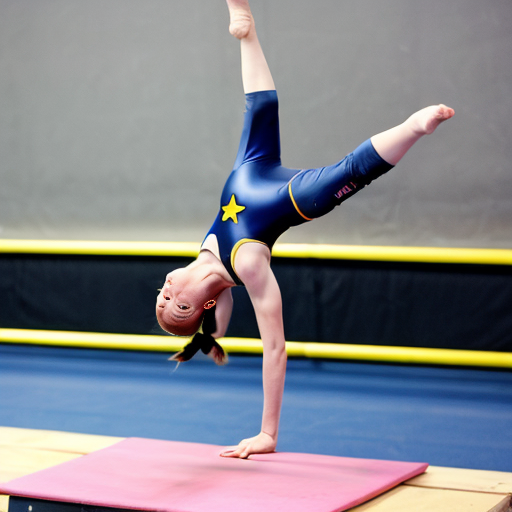 little girl in gymnastics outfit doing acrobatics