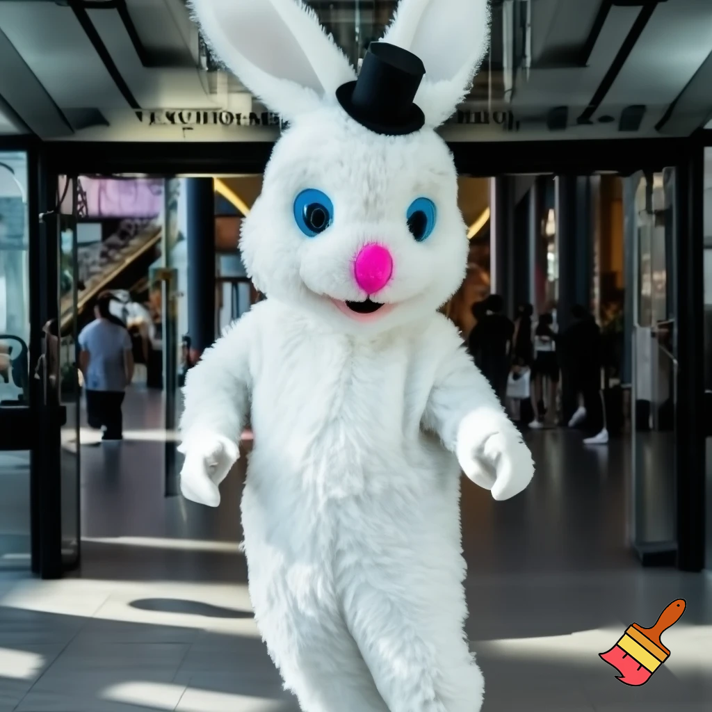 Mascot costume, Easter bunny top hat special top hat falcon gate shopping centre