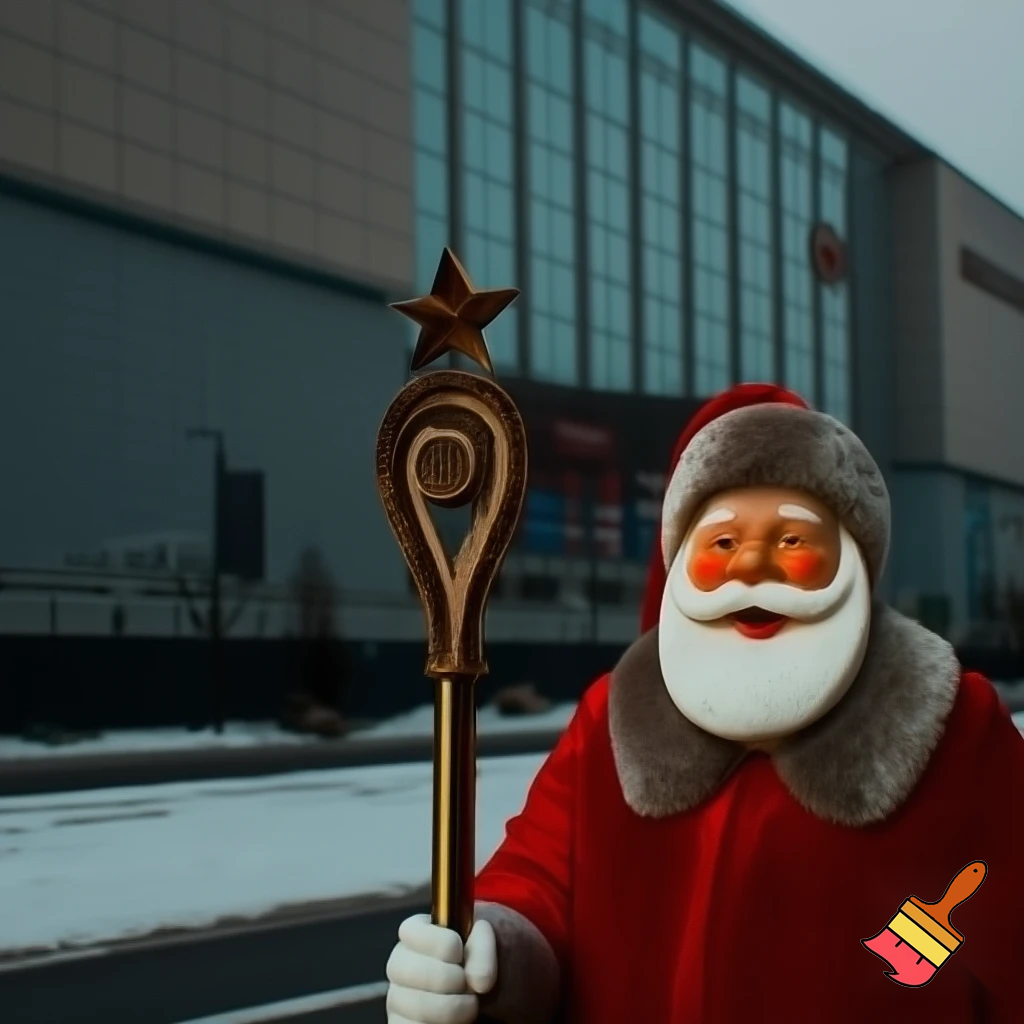  Santa Claus, Russia walking stick with a star shopping centre the real Santa Claus