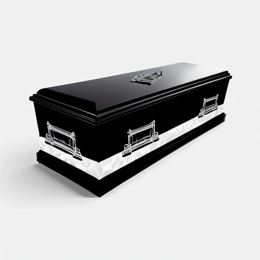 combine a coffin with a piece of cake represented in logo white background, black logo 
