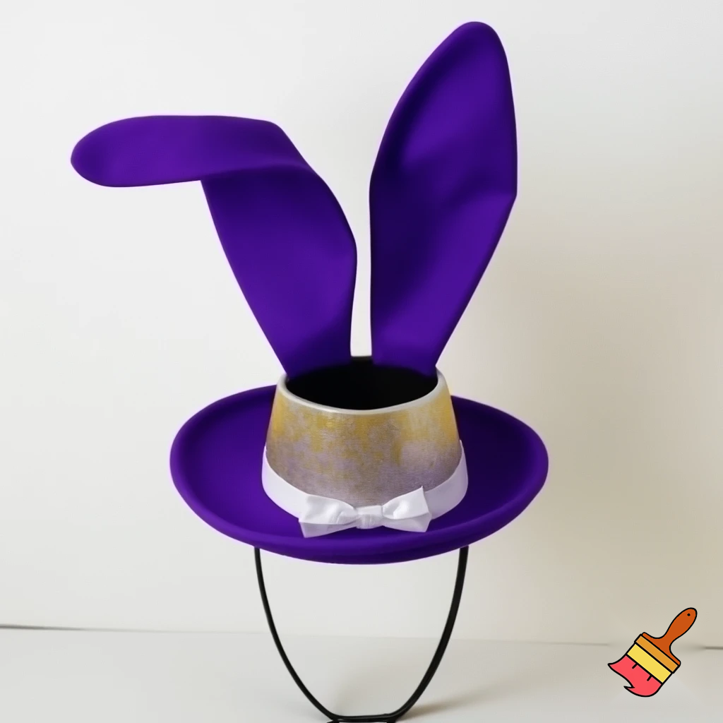Easter bunny top hat headband, purple and white gold and silver top hat black purple dark purple special hat in delicate purple white, purple and fabric fabric and velvet white gold golden silver patterns Easter top hat