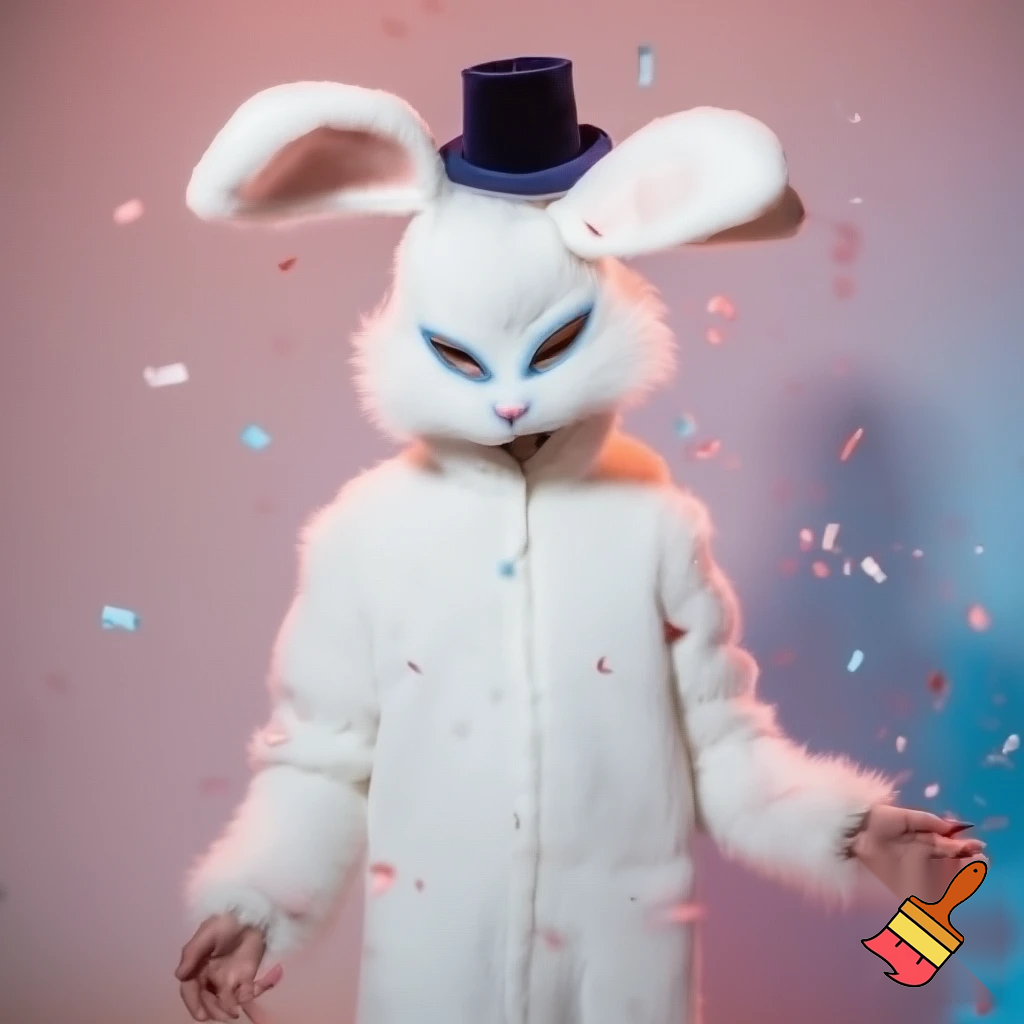 Easter bunny costume top hat person special in delicate