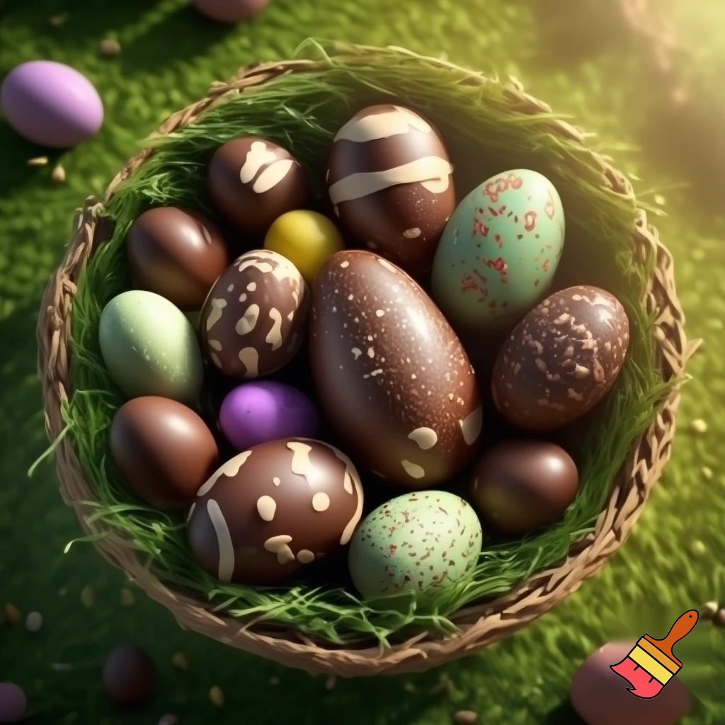 Easter egg basket chocolate Easter egg basket grass fake grass
