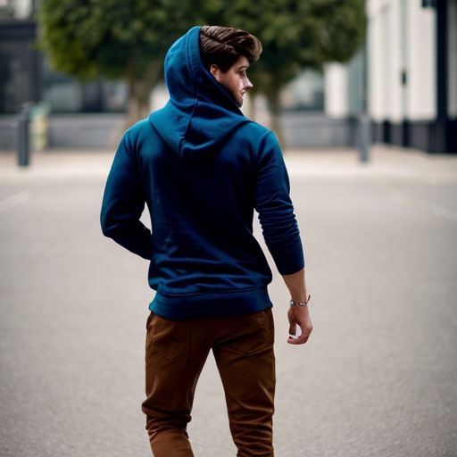 Stylish boy with hoody back pose