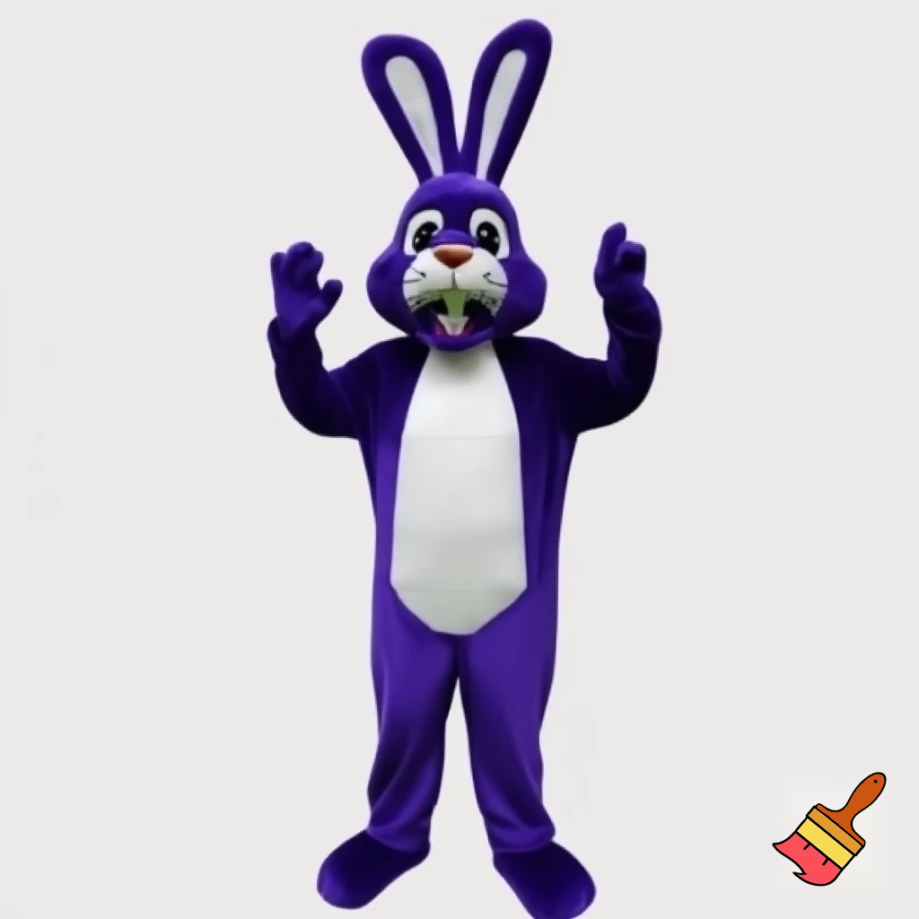 Easter bunny mascot costume, real person top hat