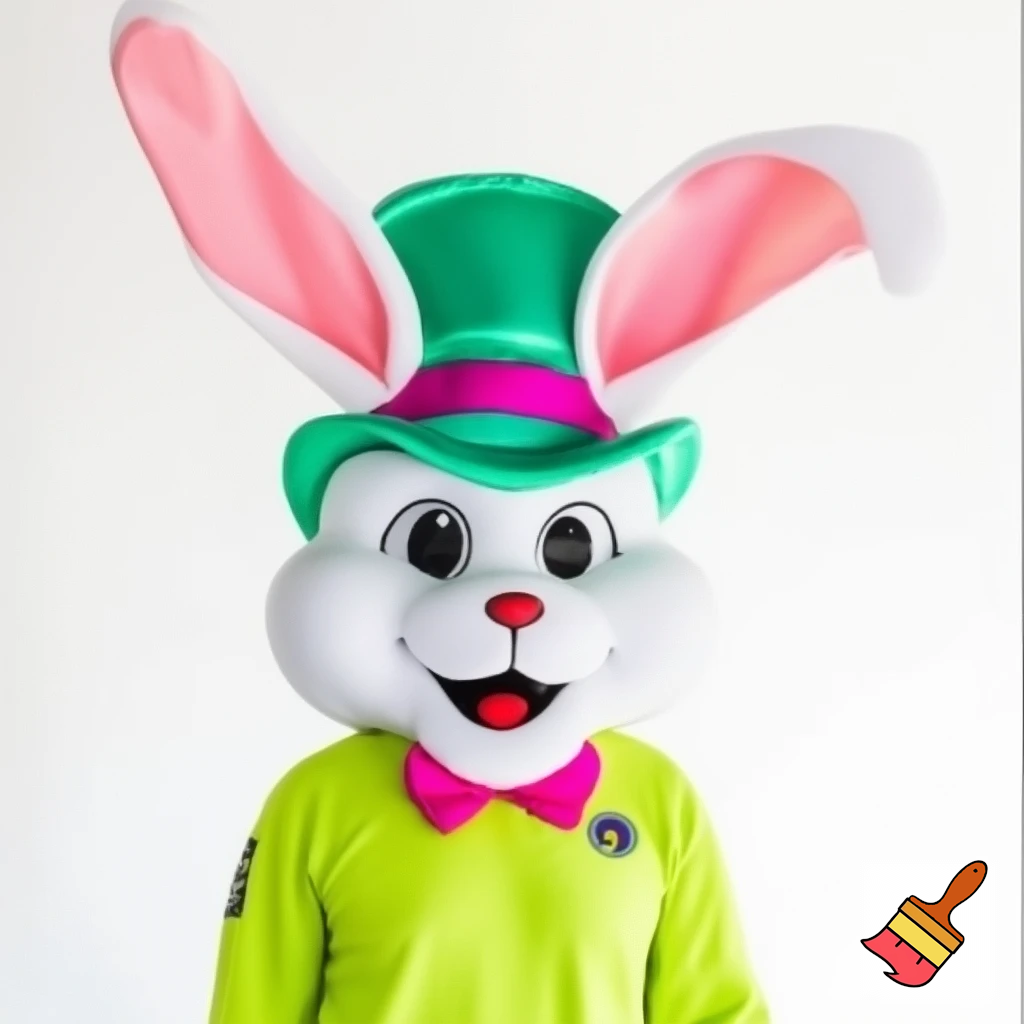 Easter bunny mascot top hat costume
