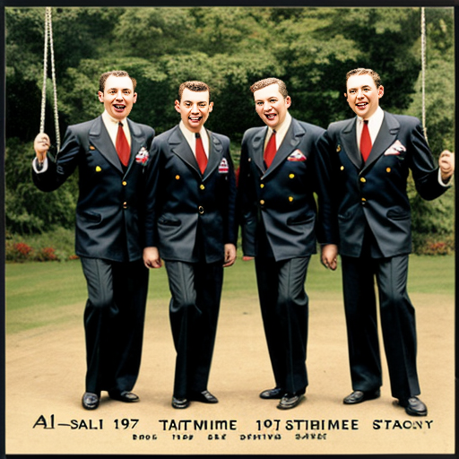 A CD cover with a 1940s style image of swing time singers.